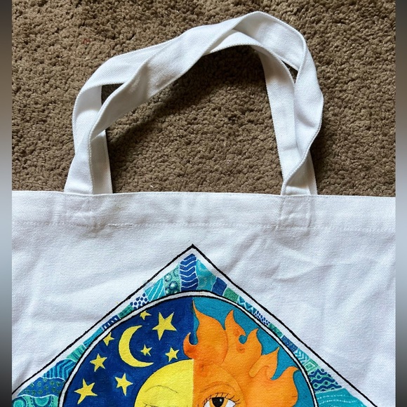 1990’s Celestial sun moon stars canvas handbag - Picture 2 of 9